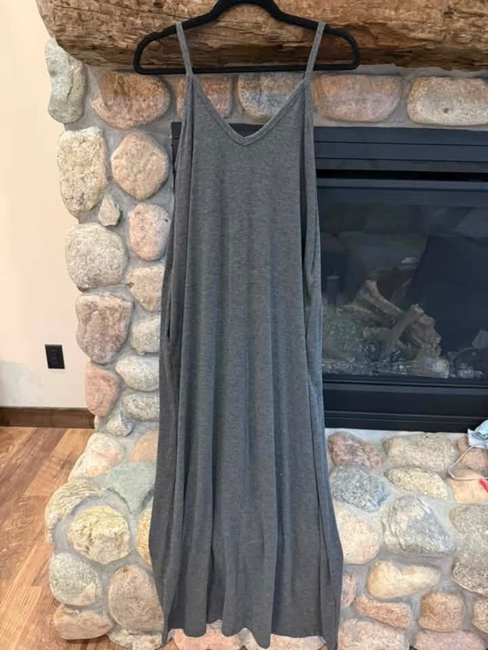 Zenana Outfitters Gray V-Neck Maxi Slip Dress